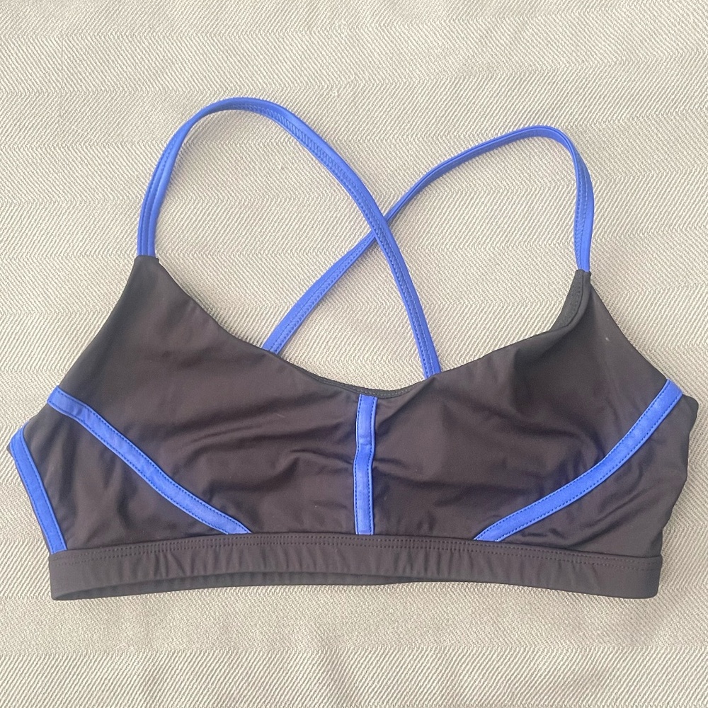 Black Line by Noli Women's Blue & Black Sports Bra (Unpadded).  CONT N